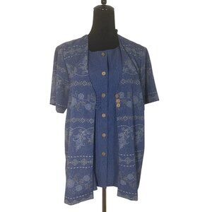 Alfred Dunner Cardigan w Attached Shirt Womens size 10 layered top